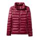 Down Jacket Women Coat Autumn Winter Spring Jackets for Warm Quilted Parka Ladies and Light Female Ultralight Hooded - Burgundy,XXL