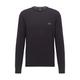 BOSS Mens Botto-L Sweater Logo Sweater in Cotton and Virgin Wool Black