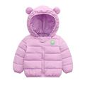 (0-5 years) Boys and Girls Down Jacket Padded Jacket Hood Winter Cotton Jacket Long Sleeve Plain Wind Jacket Hoode Unisex Children Thick Coat Warm, purple, 6-12 Months