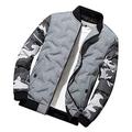 Heypres Mens Cotton Padded Winter Camouflage Jacket Trendy Mens Fashion Baseball Collar Thick Cotton Padded Jacket for Couple Grey-L