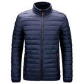 LUONE Men's Cotton-Padded Jacket, Lightweight Puffer Jacket with Stand-Up Collar Men's Winter Outdoor Coats Waterproof Casual Down Jacket,Blue,L