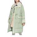 Winter Women Down Jacket Fashion Lambswool Patchwork 90% White Duck Down Coat Long Thick Warm Outerwear - green,L