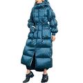 Winter Fashion Women's Oversized Fluffy Duck Down Coat Female Thicker Warm Plus Size X-longer Hooded Down Jacket Parkas - blue,XXXL