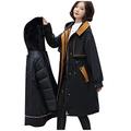 Women's Winter Jacket, Long, Warm Lined with Fur Hood, Ski Jacket, Women's Long with Hood, Winter Parka Coat, Casual, Large Size, Cotton Jacket, Zip Coat, Long Women's Winter Jackets with Pocket, Black (black 2), M