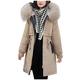 Women's Winter Jacket Short with Fur Hood Women's Long Warm Lined with Hood with Fur Winter Parka Coat Casual Large Size Cotton Jacket Zip Coat Long Jackets with Pocket, khaki, XL