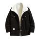 Seringlings Men's Transition Jacket Slim Fit Transition Teddy Fur Jacket with Lapel Collar Inside Lined Lapel Collar Jacket Leisure Jacket, black, XXXXL