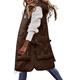 Long Women's Quilted Vest Sleeveless Long Down Large Sizes Black Beige Khaki Down Vest Winter Jacket Down Jacket Hooded Vest Sports Vest Transition Jacket Winter Vest, coffee, XL