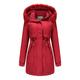 Women's cotton-padded jacket, detachable fur collar, detachable hat, quilted pie, overcoming coat,Wine red,4XL