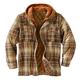 Seringlings Men's Checked Jacket Lined Warm Winter Jacket Checked Coat Warm Hooded Coat Long Sleeve Lining Thermal Shirt Jacket Hoodie Lumberjack Shirt, khaki, XXXXL