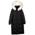 Large Real Raccoon Fur Winter Women 90% White Duck Down Jacket Female Thick Hooded Long Parkas Oversized Snow Coat - Black 2,XXL