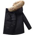 SKYWPOJU Winter Coat for Men,Men's Fur Lined Warm Thicken Parka Jacket with Removable Hood (Color : Black, Size : XXL)