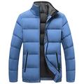 Heypres Winter Casual Zipper Side Slit Pocket Youth Thick Cotton Jacket Blue-2XL