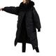 Women Double Sided Down Long Jacket Winter Turtleneck White Duck Down Coat Warm Parkas Snow Outwear - Black,M