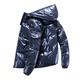 Winter Men Thick Bright Parka Fashion Jacket Solid Color Hooded Coat Waterproof Male Overcoat Plus Size 5XL Casual Streetwear Jacket Coat (Color : Navy Blue, Size : L)