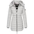 Vagbalena Women's Long Coat with Hooded Winter Jacket Quilted Knee Length Puffer with Stand-up Collar (Grey,S)