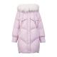 Winter loose and thin plaid hooded mid-length down jacket women - FAIR ORCHID,L