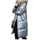 Winter Long Down Jacket For Women Oversized Hooded Solid Overcoat Female With Fur Collar Loose Casual Women's Coat Outwear - gray,M
