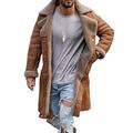 YUEBAOBEI Men's Quilted Coat Slim Fit Coat Mid Length Cotton Casual Fashion Jacket Parka Winter Thicken Coat with Lapel Collar,Brown,L