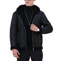 Men's Reversible Faux Suede Jacket Teddy Fleece Jacket Short Coat Winter Warm Thick Jacket Coats Hooded Casual Fashion Motorcycle Jacket (Black,4XL)