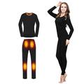 XXBJFMY Heating Thermal Underwear for Women, 9 Areas Heated 3-Gear Temperature Control Base Layer Clothes for Daily Life,Black,L