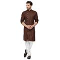 Sharvgun Men's Cotton Kurta Pajama Set Wedding Party Wear Ethnic Dress Brown 38" Chest