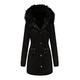 Buetory Women's Winter Coat Warm Puffer Thicken Parka Jacket with Fur Hood Long Fleece Puffer Coat Parka Thermal Outwear Black