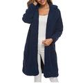 Women Warm Caot Jacket Faux Coat Jackets Long Sleeve Soild Color Mid-length Coat Long Cardigan Soft Warm Winter Coat Coat (Blue, XXL)