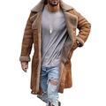 YUEBAOBEI Men's Quilted Coat Slim Fit Coat Mid Length Cotton Casual Fashion Jacket Parka Winter Thicken Coat with Lapel Collar,Brown,4XL