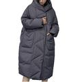 S- 7XL Plus Size Winter Oversize Warm Duck Down Coat Female Long Down Warm Jacket Hooded Cocoon Style Thick Warm Parkas - gray,S