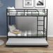 Twin over Twin Metal Bunk Bed With Trundle and High Safety Guardrails, Converts into 2 Beds