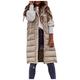 Down Vest for Women Casual Sleeveless Slim Fit Mid-Length Down Jacket Coat Warm Lightweight Quilted Vest with Hood (Khaki,S)