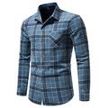 Autumn And Winter Men's Plaid Shirt Thickened Warm Woolen Flannel Shirt Coat Men's Mens Sweatshirt Hoodie Sweater Sale Windproof Outerwear Clothing for Daily Outdoor Wear Blue