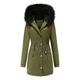 Womens Winter Warm Fleece Lined Parker Coat Long Sleeve Thicken Plus Velvet Cotton Casual Hooded Jacket with Pockets (Military Green,L)