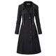 Sellfunoo Womens Single Breasted Lapel Pea Coat Winter Warm Mid-Long Trench Coat Woolen Windbreaker Jacket (Black,L)