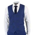 Mens Blue Check Retro Vintage Double Breasted Waistcoat Slim Fit Marc Darcy - Blue 50