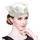 Z&X British Vintage Wool Felt Pillbox Hat Ladies Church Derby Winter Fascinator Hat Veil Flower Fedoras, C- Ivory White, One Size