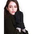 YISEVEN Women's Shearling Leather Gloves Merino Rugged Sheepskin Mittens Sherpa Fur Cuff Thick Wool Lined and Heated Warm for Winter Cold Weather Dress Driving Xmas Gifts, Black Small