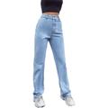 Huntrly Women's Jeans Spring High Waist Loose Straight-Leg Casual All-Match Jeans Daily Commuting Temperament Jeans L Light Blue