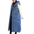 Female Coat Winter Fashion Woman Vests Lengthened and Thickened Medium Length Down Cotton Jacket Chaqueta Mujer Vest (Color : Blue, Size : XL)