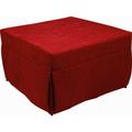 Pouf convertible en lit, en tissu capitonné, filet et matelas inclus, cm 75x75h42 cm, couleur Rouge