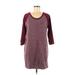 NY&C Casual Dress - Shift: Burgundy Marled Dresses - Women's Size Medium