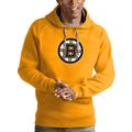 Men's Antigua Gold Boston Bruins Logo Victory Pullover Hoodie