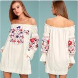 Free People Dresses | Free People Fleur Du Jour Embroider Floral Dress | Color: Purple/White | Size: S