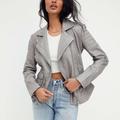 Free People Jackets & Coats | Free People I'll Be Around Leather Moto Jacket | Color: Gray | Size: Xs