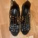 Coach Shoes | Coach Cage Black Snake Print Sandal Heel | Color: Black | Size: 9