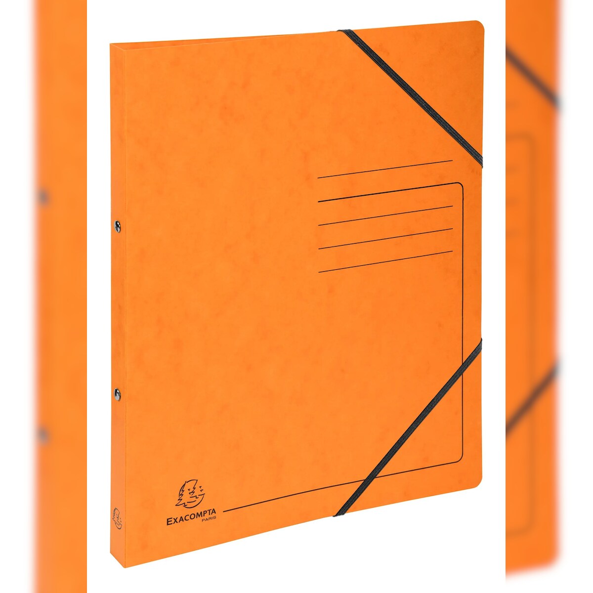 Exacompta Ringhefter A4, 32x25cm, Rücken 20mm, 2 Ringe 15mm, mit Gummizug, aus Colorspan-Karton, orange, 10 Stück Image