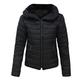 Fashion Padded Womens Quilted Jacket Bubble Women Coat Warm Thick Collar Women's Parkas Hooded Jacket Coat Winter (Black, M)