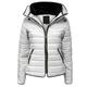 Fashion Padded Womens Quilted Jacket Bubble Women Coat Warm Thick Collar Women's Parkas Hooded Jacket Coat Winter (White, XXL)