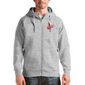 Men's Antigua Heathered Gray Detroit Red Wings Logo Victory Full-Zip Hoodie