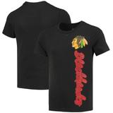 Girls Youth Black Chicago Blackhawks Chenille Script T-Shirt